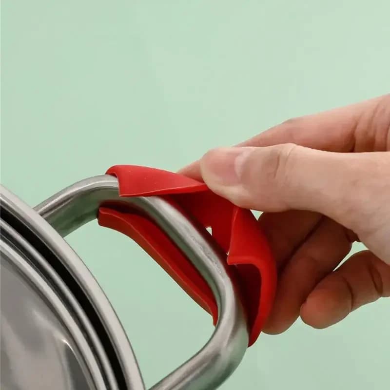 2/8 قطع غطاء مقبض المقلاة من السيليكون أغطية عزل حراري مشبك أذن القدر حامل مقبض المقلاة غير قابل للانزلاق لأدوات المطبخ