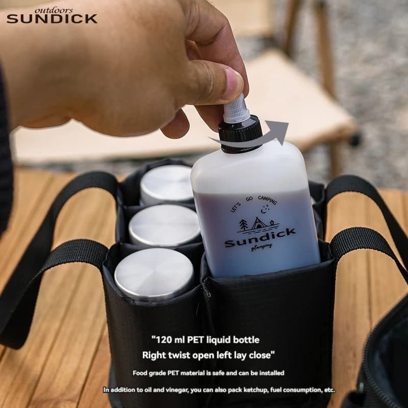زجاجة توابل خارجية من SUNDICK، صندوق توابل محمول للمطبخ، مجموعة أوعية توابل للشواء السائل والصلب للنزهات، أدوات المائدة - 4