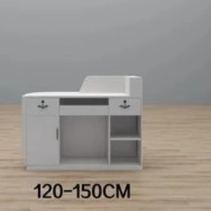 مكاتب استقبال بوديوم حديثة، كاونترات متاجر، مكاتب استقبال مركز العملاء، أثاث لوح صناعي من Vevor، مكتب استقبال MHJDT - 5