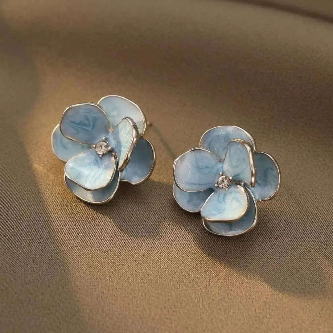 New Fashion Sweet Design Spring/Summer Blue Pink Enamel Flower Light Luxury High End Earrings Party Gifts for Women Jewelry - 3