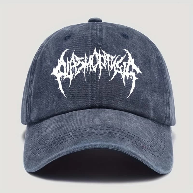 Retro style washed baseball cap with white print,men's and women's adjustable snap button for sun protection,casual outdoor wear - 3