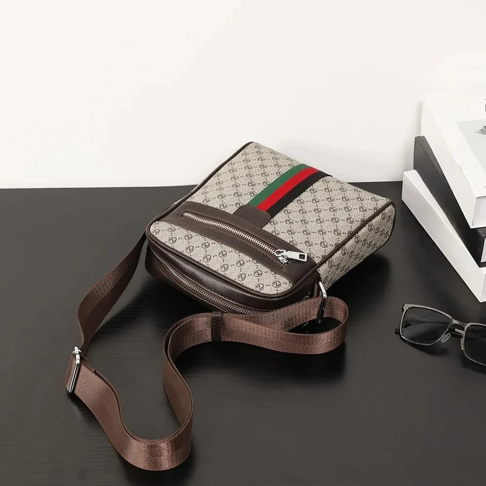 حقائب كروسبودي رجالية بتصميم فاخر موضة مربعات مطبوعة بحروف حقيبة كتف مربعة للرجال حقيبة ساعي بريد - 5