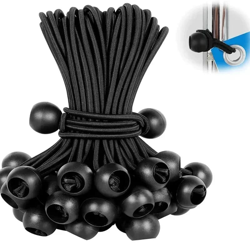 10pcs Bungee Ball Tarps Canvas Tarpaulin Flagpole Ties Cord Ends Elastic Rope Lace Fixed Boat Pole Camping Tent Accessories