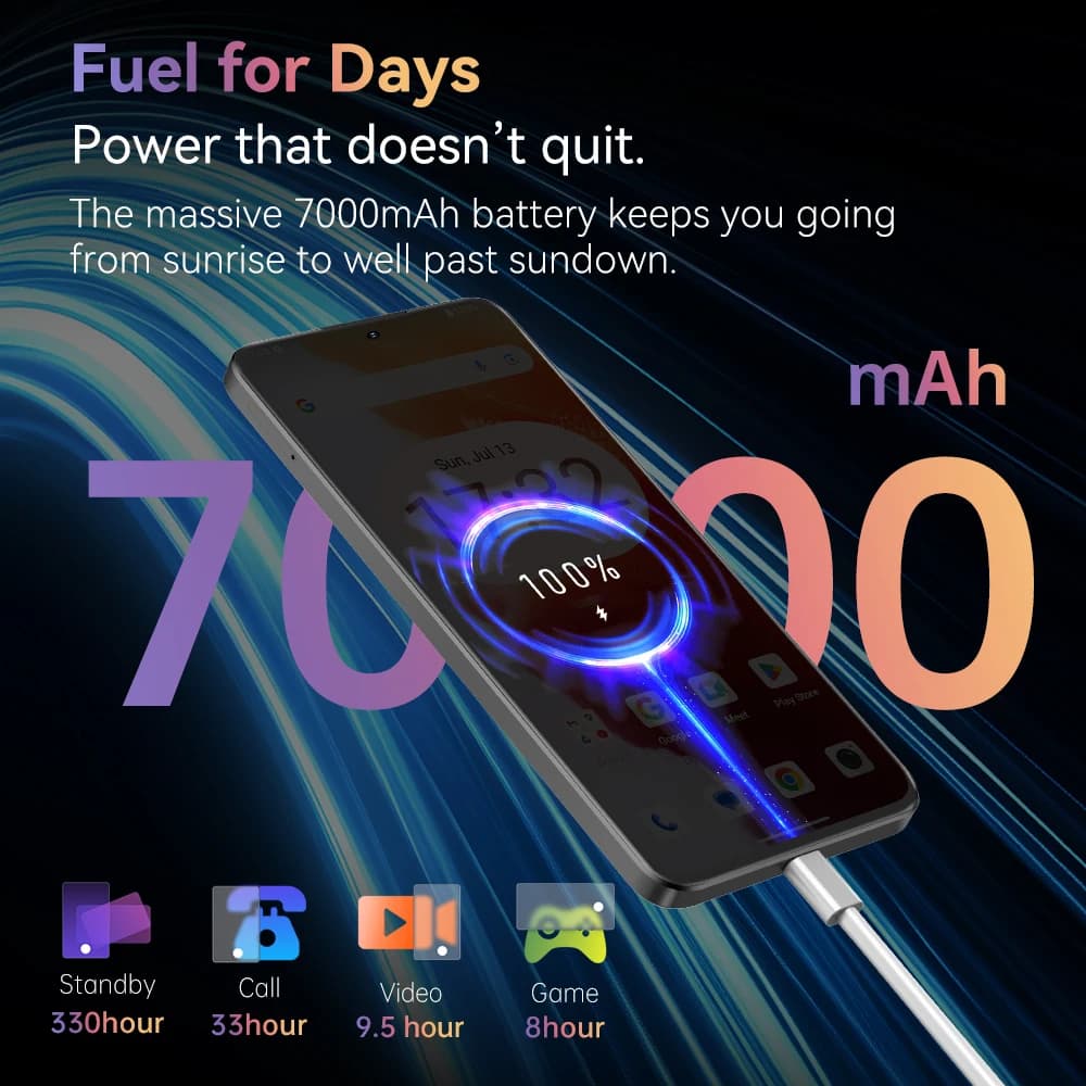 Cubot Note 60 Smartphone, Android 15, 7.2-inch 120Hz Display, Octa-core,16GB(6+10GB )RAM 128GB ROM, 48MP Camera, 7000mAh Battery - 6