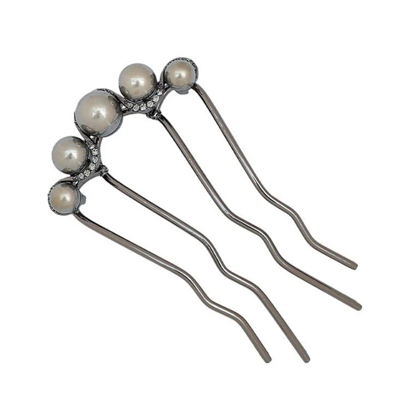 2pcs Fashion Metal U-Shaped Hair Sticks Women Girls Korean Simple Pearl Hair Clip Pins Bun Maker Hairstyle Tools Hair Accessory - 6