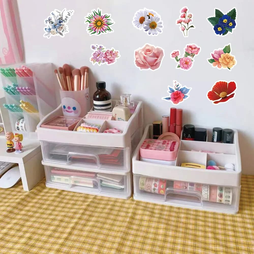 30/60/180 Flowers Stickers Cartoon Cute Decals Toy Stationery Guitar Phone Bicycle Laptop Luggage Car Graffiti Kids Sticker - 4