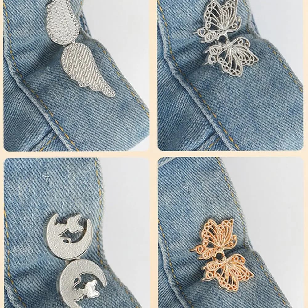 Exquisite Nail-free Butterfly Button Adjuster Invisible Cat Waist Buckle Wing Pants Tightener Unisex - 4