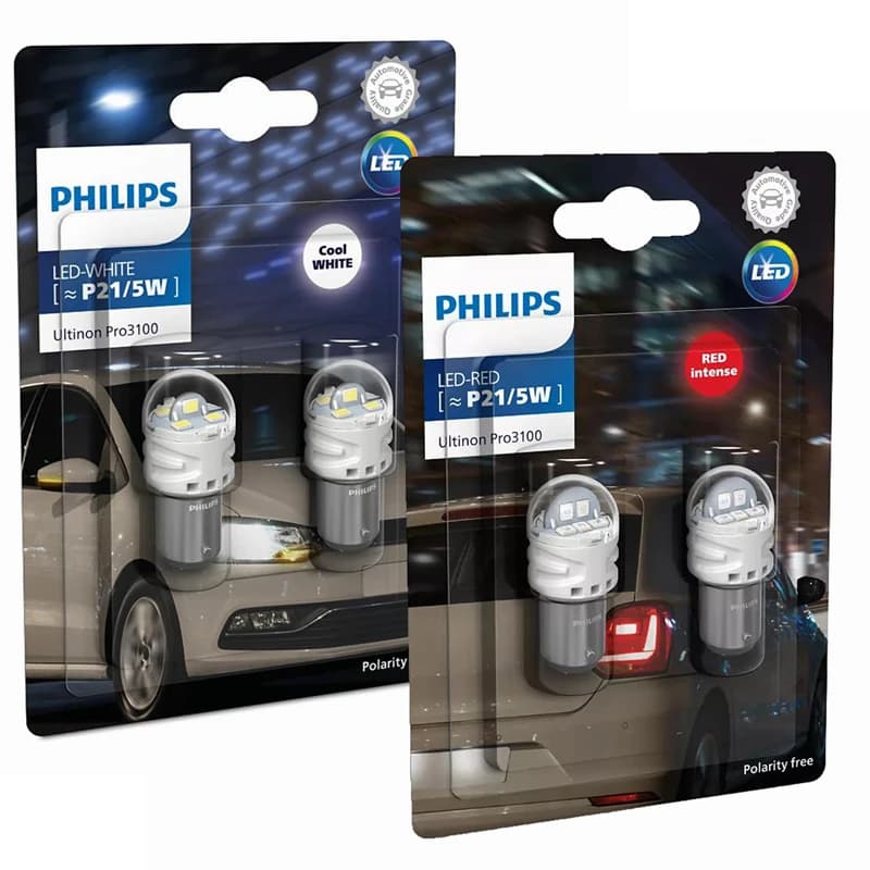 Philips Ultinon Pro3100 LED P21/5W 1157 S25 Red White Color Car Turn Signals Lamps Reverse Light Rear Bulbs Stop Fog Beam P21W