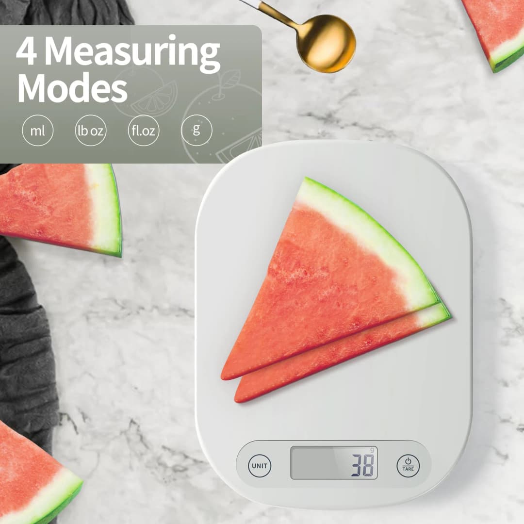 مقياس خبز رقمي متعدد الاستخدامات، مثالي لوزن الطعام والقهوة وإعداد الوجبات مع 4 وحدات قياس - 3