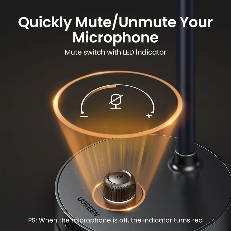 UGREEN USB Microphone Desktop Computer PC Mic  for YouTube Streaming, Podcasting, Gaming Mic for Mac Windows Audio Microphones - 5