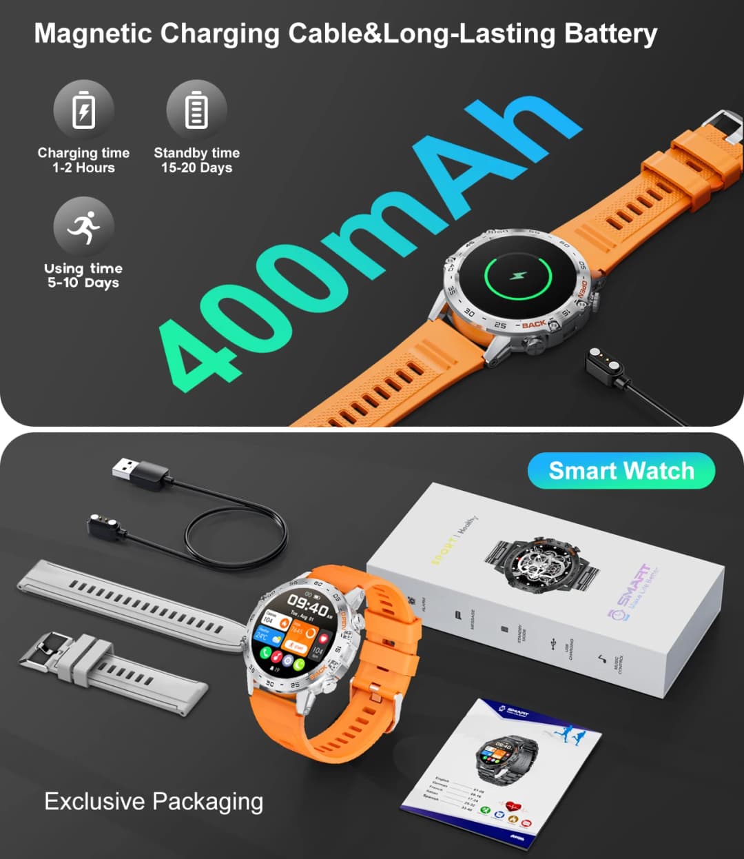 LIGE New1.39" Bluetooth Call Smart Watch Men Outdoor Sport Fitness Heart Rate Health Monitoring Smartwatch for Android IOS Phone - 6
