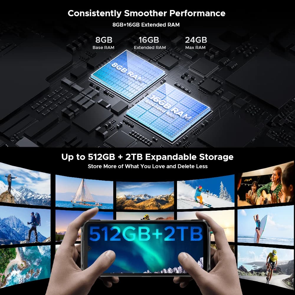 DOOGEE S119 Rugged Phone 6.72" FHD+ IPS Screen 8GB RAM 512GB ROM 100MP AI Main Camera 10200mAh Battery 33W Android 14 NFC - 5