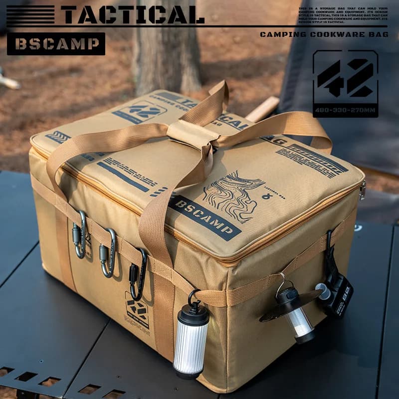 Multifunctional Camping Cookware Storage Bag Tactical Design Large Capacity Anti-Collision Gas Tank Carry Bag for Outdoor Picnic - 4
