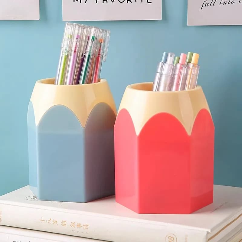 حامل أقلام لطيف منظم مكتب صندوق تخزين أدوات مكتبية حامل أقلام بفتحة كبيرة منظم فرش مكياج إكسسوارات مكتب - 4