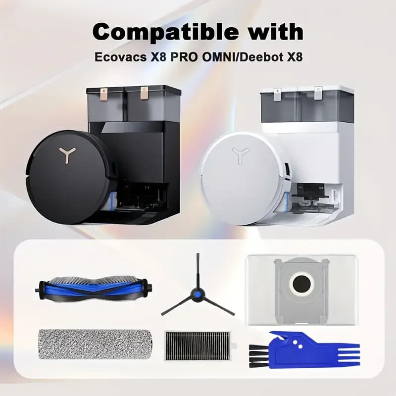Ecovacs X8 Pro Omni / DEX 56 Robot Vacuum Spare Parts Main Side Brushes Mop Cloths HEPA Filters Dust Bags Accessories - 2