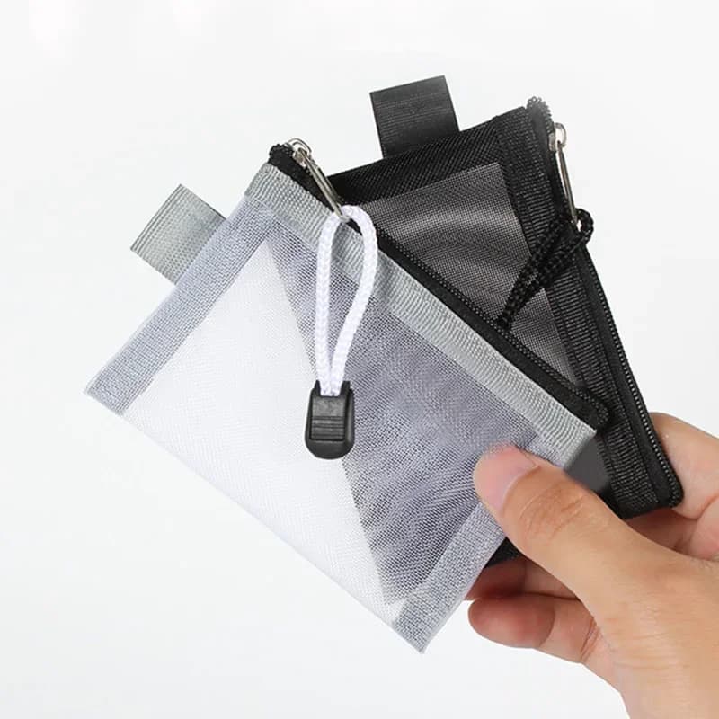 Small Nylon Mesh Coin Purse Key Lipstick Coin Bag ID Business Credit Card Holder Storage Bags Money Earphone Data Line Small Bag - 4