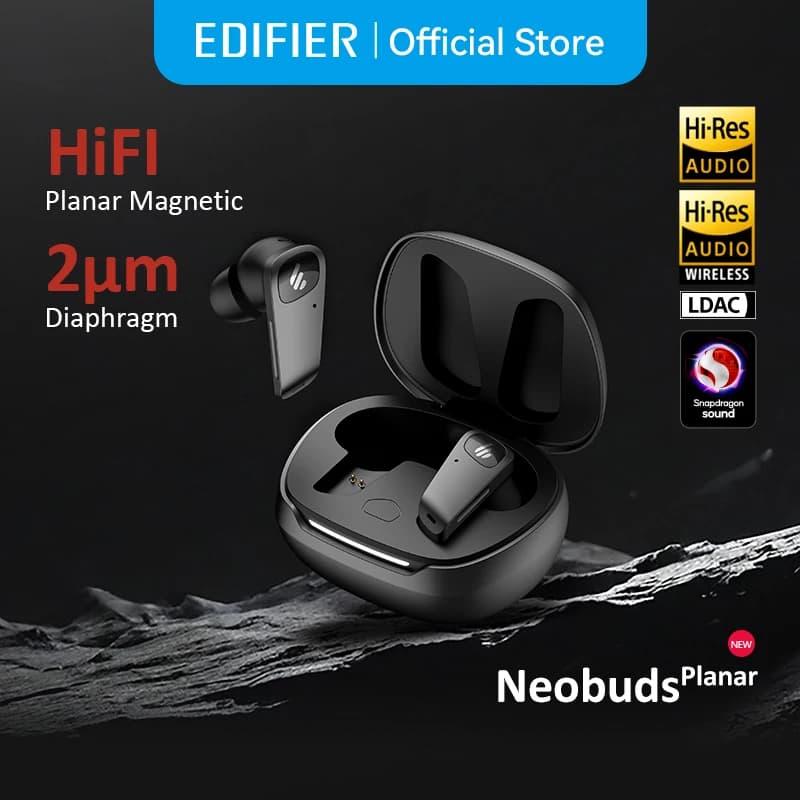 سماعات أذن إديفاير نيو بدز مسطحة لاسلكية بلوتوث مشغل مغناطيسي مسطح، إلغاء الضوضاء، هاي-ريز، LDAC LHDC aptX