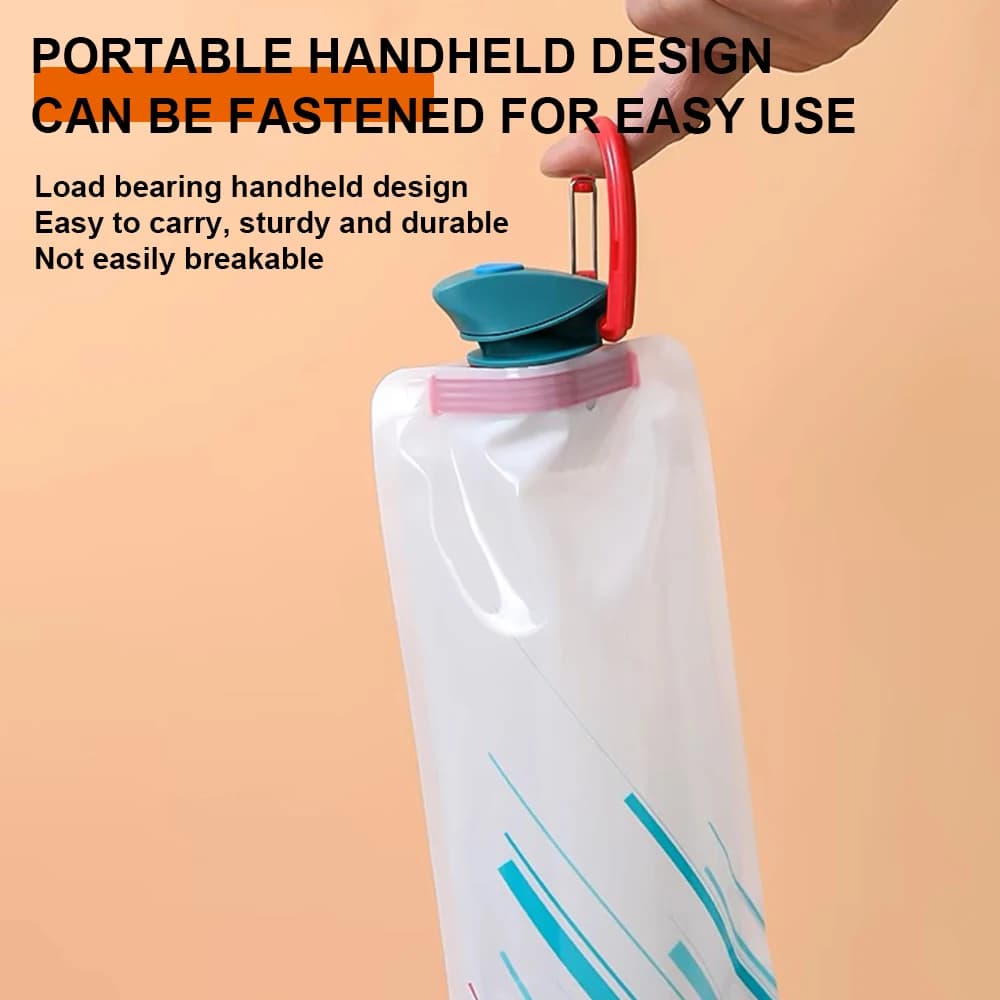 كيس ماء قابل للطي خفيف الوزن 700 مل قطعة واحدة للحمل والتخييم مع مقبض وخطاف تعليق أدوات تخييم - 4