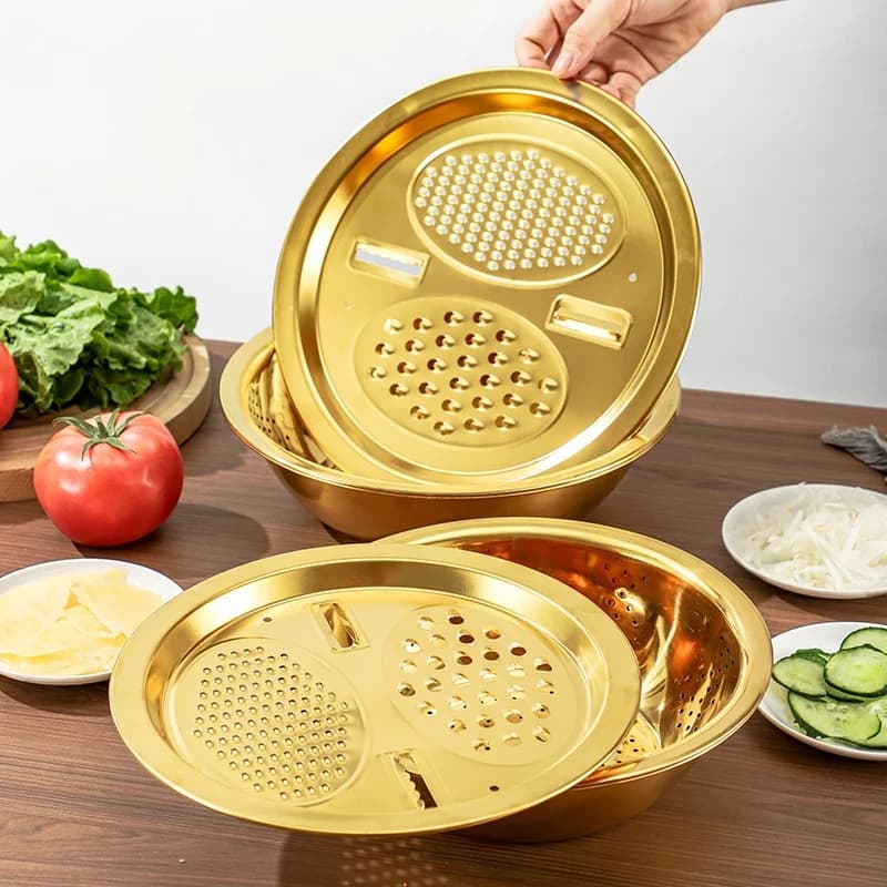 3-In-1 Stainless Steel Kitchen Set, Equipped with Built-in Grinding, Multifunctional Filter, and Mixing Bowl - 2
