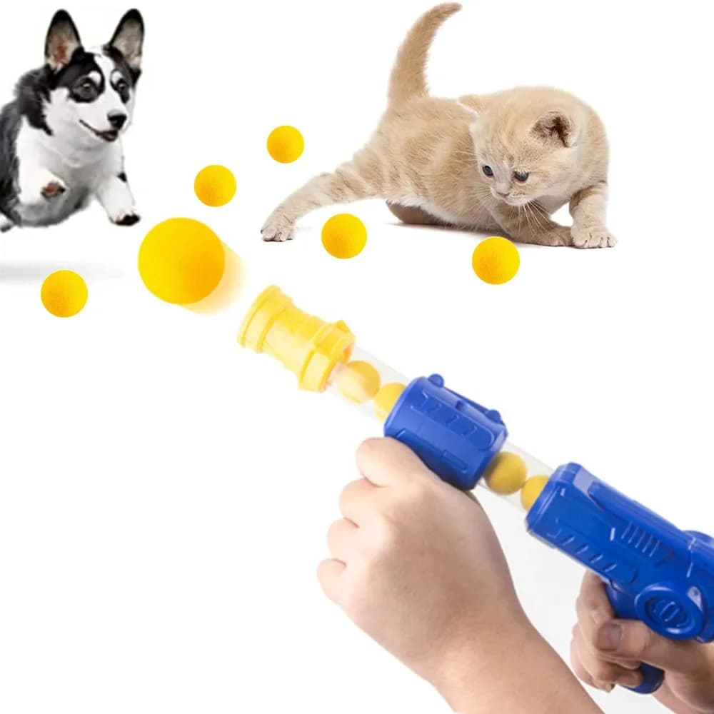 Interactive Cat Toy Ball Dog Aerodynamic Shooter Cats Game EVA Soft Ball Launcher Kitten Toys Launch Training Children Pet Gift