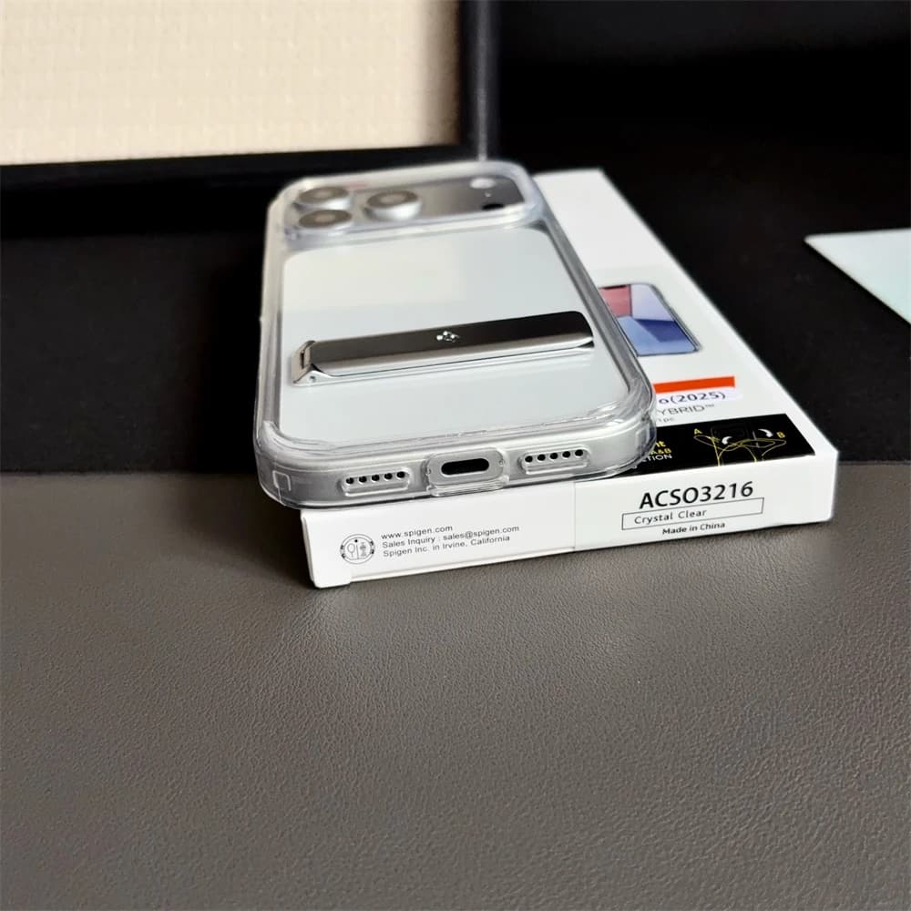 Spigen Ultra Hybrid Bracket Transparent Phone Case For iPhone 17 Pro Max 18 16 15 14 13 12 Kickstand Shockproof Clear Back Cover - 6