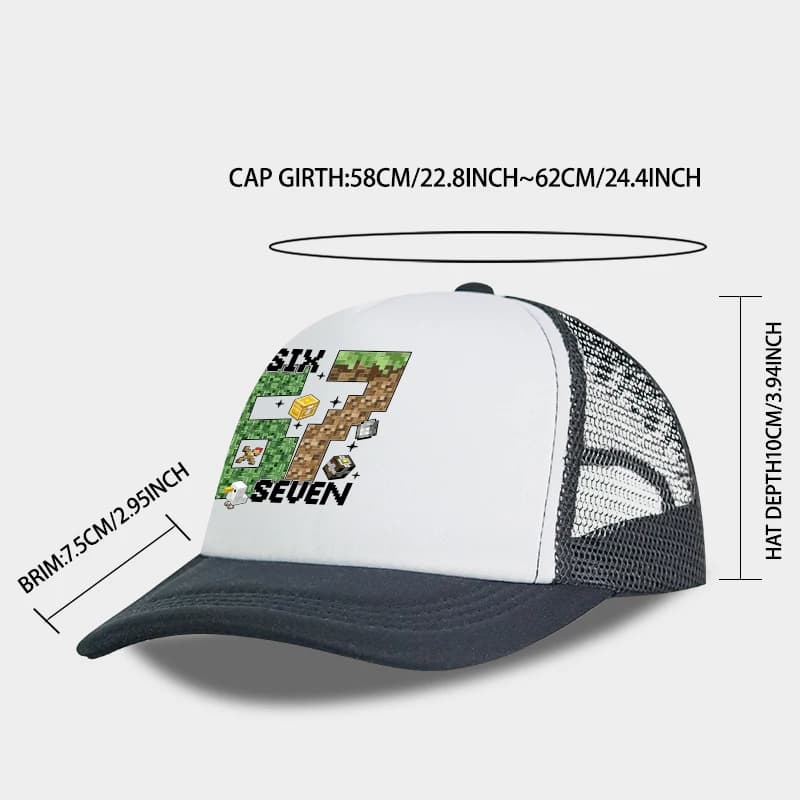 Gamer Pixel 67 Six Seven Sponge Mesh Cap - Breathable Mesh Adjustable Baseball Cap - Gift for Gaming Fans - Sun Protection Cap - 2