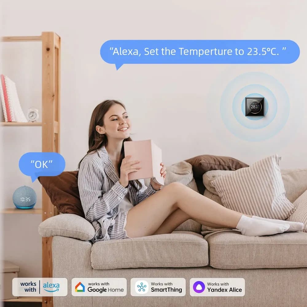 ترموستات ذكي للتحكم في درجة الحرارة قابل للبرمجة للمنزل، يعمل عبر الواي فاي، للتحكم في التدفئة الأرضية والغاز والماء، متوافق مع Tuya وAlexa وGoogle Home - 6