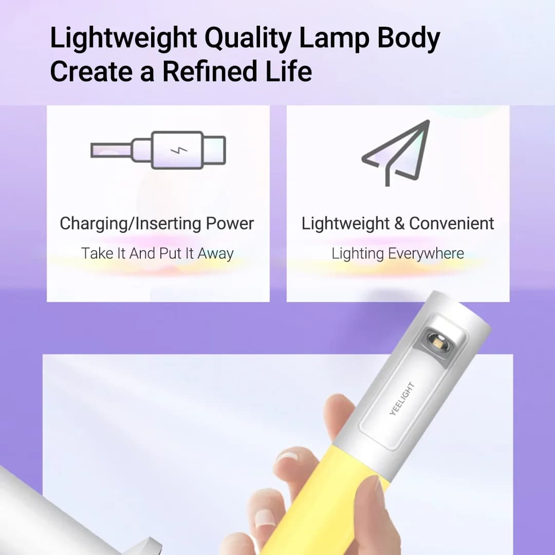 مصباح طاولة جوي قابل لإعادة الشحن من Yeelight، RGB، لديكور سطح المكتب وألعاب الفيديو والحاسوب، حماية للعين، وضع مزدوج - 5