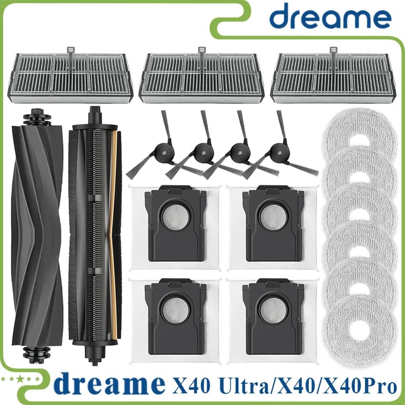 Dreame X40 Ultra/X40 Master/X40 Ultra Complete/S30 Pro Ultra/L40 ultra Vacuum Parts Main Roller Side Brush Hepa Filter Dust Bag