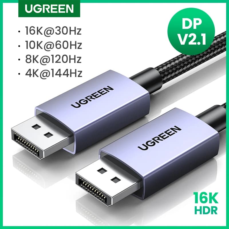 يو جرين كابل عرض 16K DP2.1 8K 4K144Hz كابل فيديو صوت لـ شاومي تي في بوكس كمبيوتر محمول شاشة لعبة كابل DP منفذ عرض