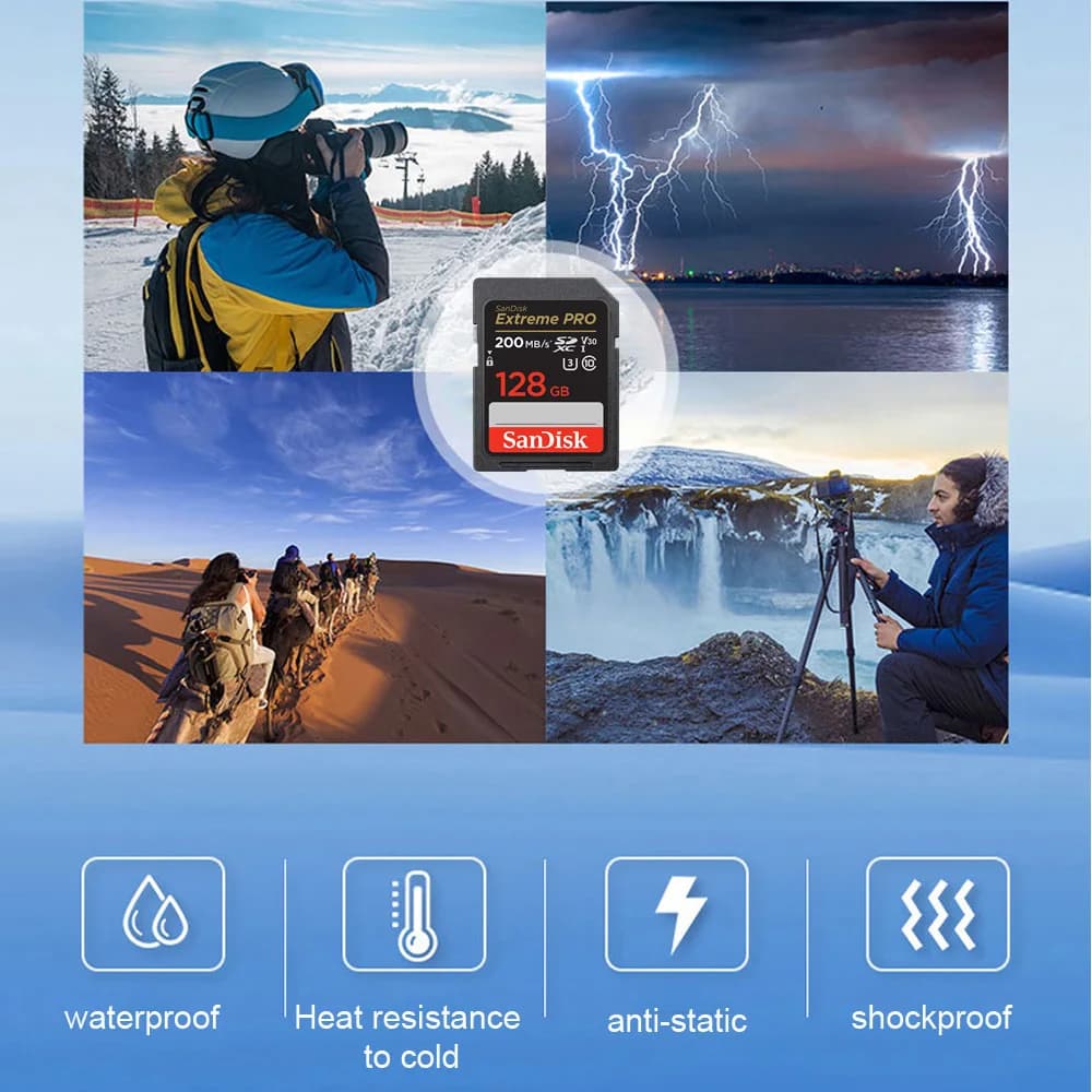 بطاقة ذاكرة SanDisk Secure Digital بسعات 256 جيجابايت و 128 جيجابايت و 64 جيجابايت SDXC و 32 جيجابايت SDHC، بطاقة ذاكرة فلاش SD للكاميرات الرقمية SLR وكاميرات الفيديو - 3
