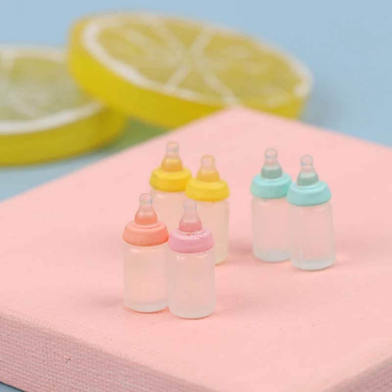 6Pcs 1:12 Dollhouse Miniatures Milk Bottle Baby Bottle Model Kitchen Accessories For Doll House Decor Kids Pretend Play Toys DIY - 4