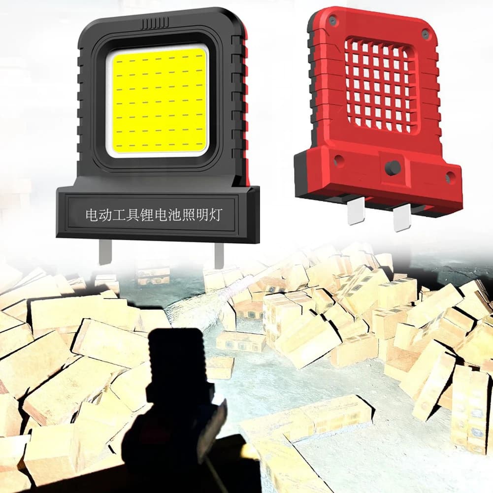 إضاءة LED لبطارية ليثيوم 20/21V بقوة 14 واط، مصباح عمل للتخييم، فانوس تخييم، كشاف جيب صغير مع أدوات قابس قابل للتعديل - 2