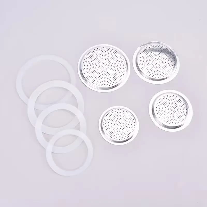 مجموعة واحدة، 3 قطع حشوات سيليكون وقطعة واحدة فلتر ألمنيوم، بديل زجاجة قهوة موكا متوافق مع 3/6/9/12 كوب موكا إكسبريس - 6