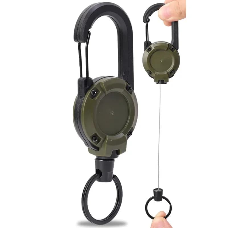 قابل للسحب الثقيلة سحب بكرة حلقة تسلق سلسلة مفاتيح قوية أسلاك الفولاذ حبل مشبك الربيع حلقة رئيسية في الهواء الطلق رياضي المفاتيح أداة