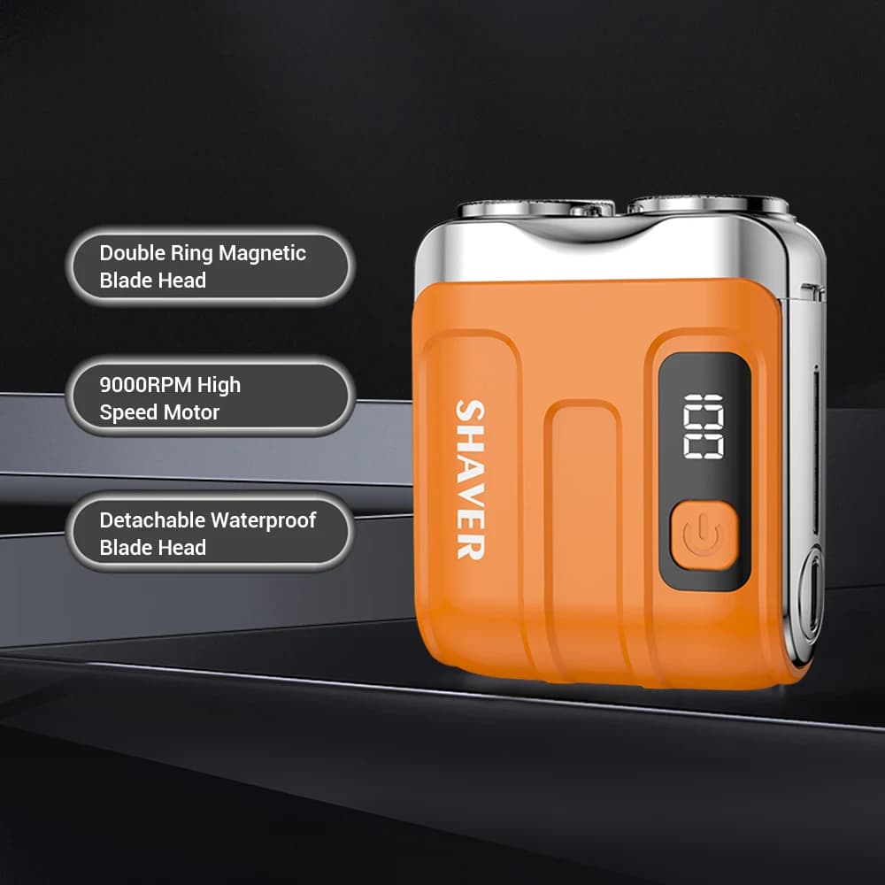 ماكينة حلاقة كهربائية ذكية مقاومة للماء للسفر ماكينة حلاقة صغيرة مزدوجة الشفرة ماكينة حلاقة للرجال ماكينة تشذيب اللحية المحمولة قابلة لإعادة الشحن - 2
