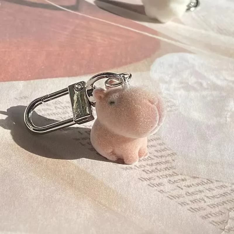 Fluffy Alpaca Elk Capybara Animal Keychains Resin Cartoon Lovely Funny Garlic Goose 3D Doll Pendant Bag Box Car Key Ring Jewelry - 3