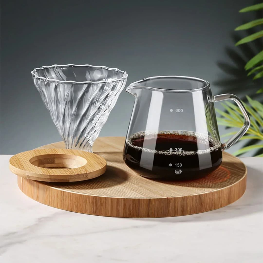 Punana 600ml Pour Over Coffee Maker Set Glass Carafe Coffee with Glass Coffee Filter Drip Coffee Maker Set for Home or Office - 2