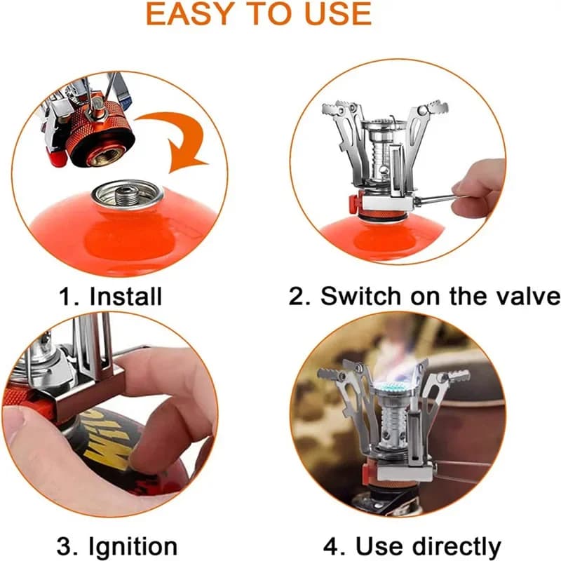 One Piece Gas Stove with Converter Portable Compact Outdoor Cooking Gear for Camping Hiking Backpacking - 5