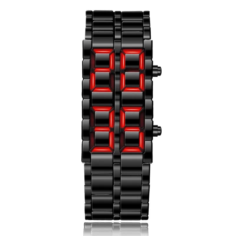 Fashion Mens Digital Lava Wrist Watch Men Black Full Metal Red Blue LED Display Watches Gifts for Male Boy Sport Creative Clock - 6
