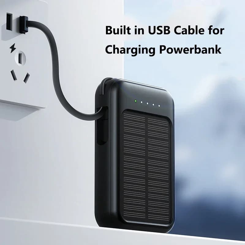 Lenovo 500000mAh Solar Power Bank High Capacity Fast Charging Built in 4 Cables Powerbank Outdoor Spare Battery For All Phones - 4