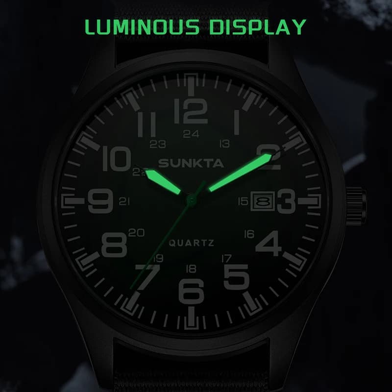 LIGE SUNKTA Fashion Luminous Watches for Men Casual Military Nylon Strap Waterproof Arabic Numerals Quartz Big Dial Watch Men - 3