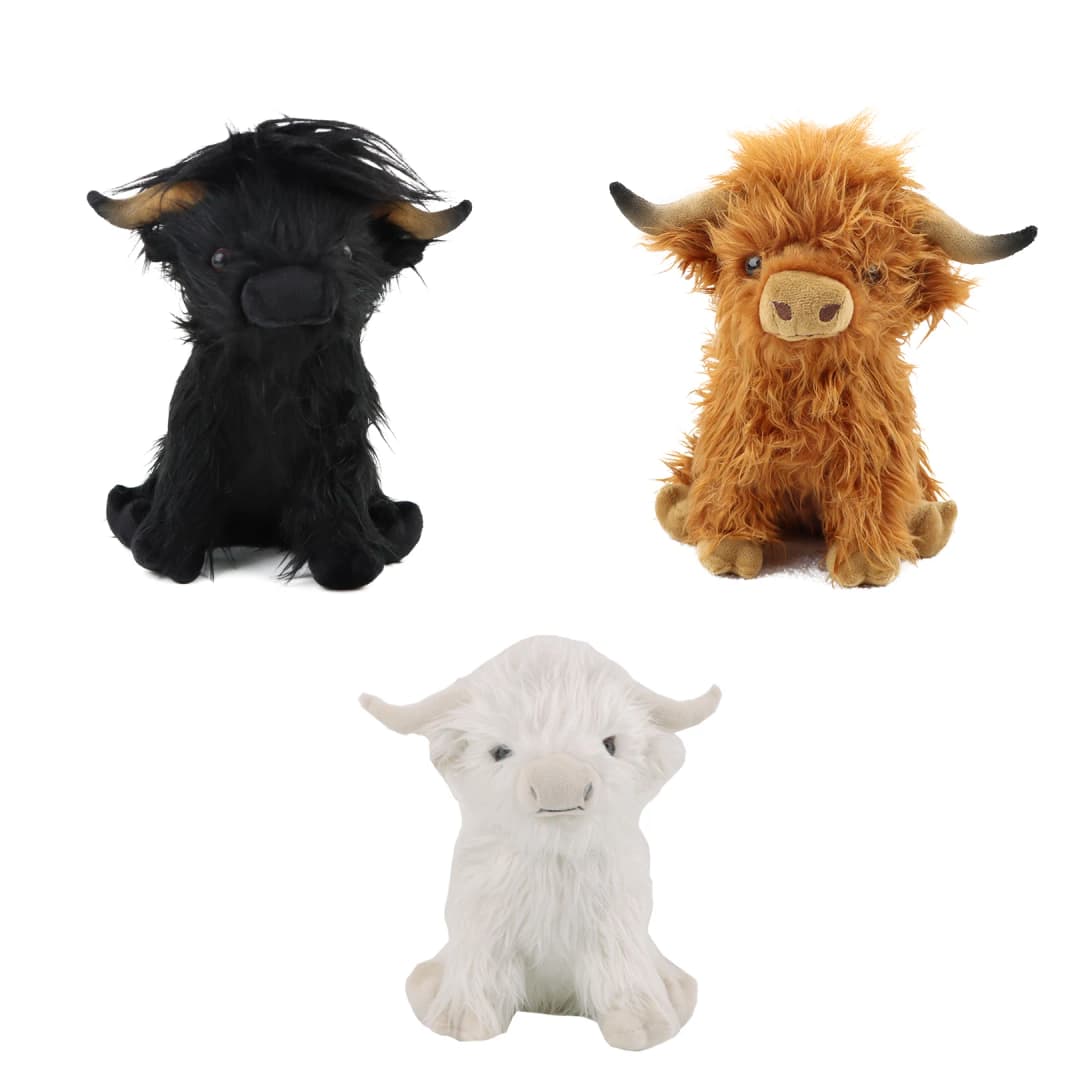 30cm Simulation Kyloe Cream Highland Cow Animal Plush Doll Soft Stuffed Highland Cow Cattlle Plushie Gift for Kids Boys Girls - 2