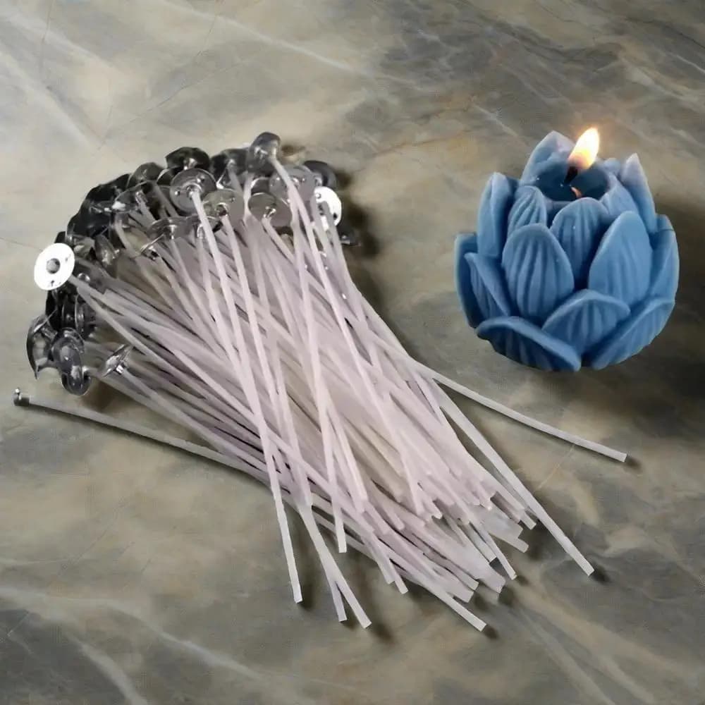 Candle Wicks Set 2.6-20cm Pre-Waxed Cotton Core Wicks with Base Stickers DIY Handmade Candle Making Tools Candles Accessories - 2