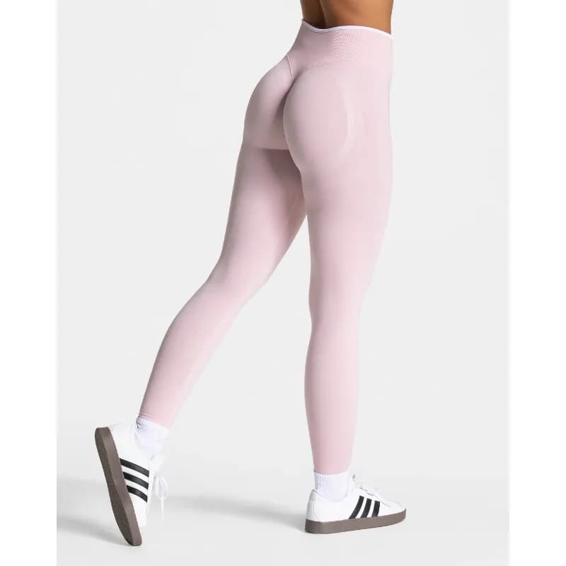 New Women's Color Blocking Yoga Leggings Seamless Knited Tights High Waist Hip Liftting Gym Workout White Edge Sports Leggings - 6
