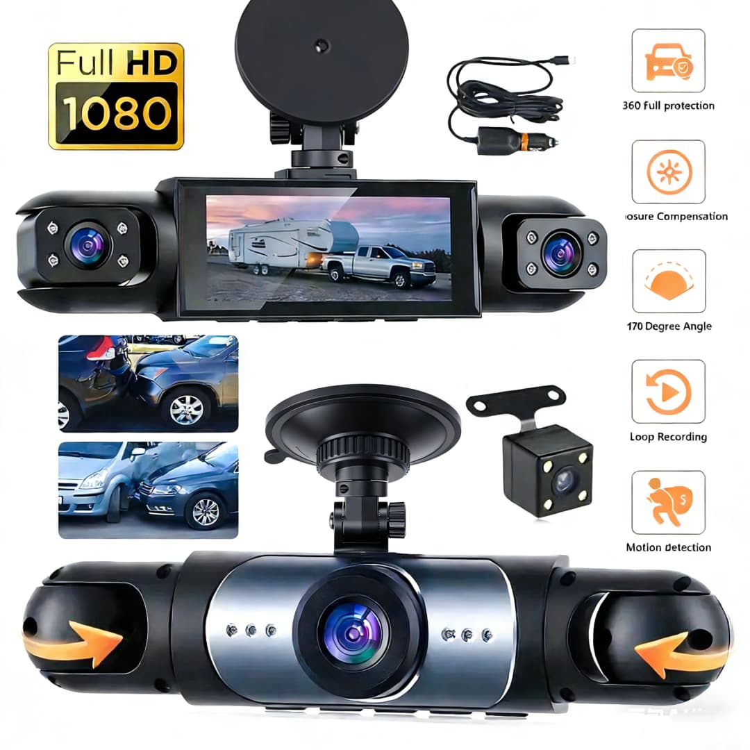 Dash Cam Vehicle DVR video recorder 4 cameras for cars black box front rear internal Night Vision Loop Recording dashcam car 360
