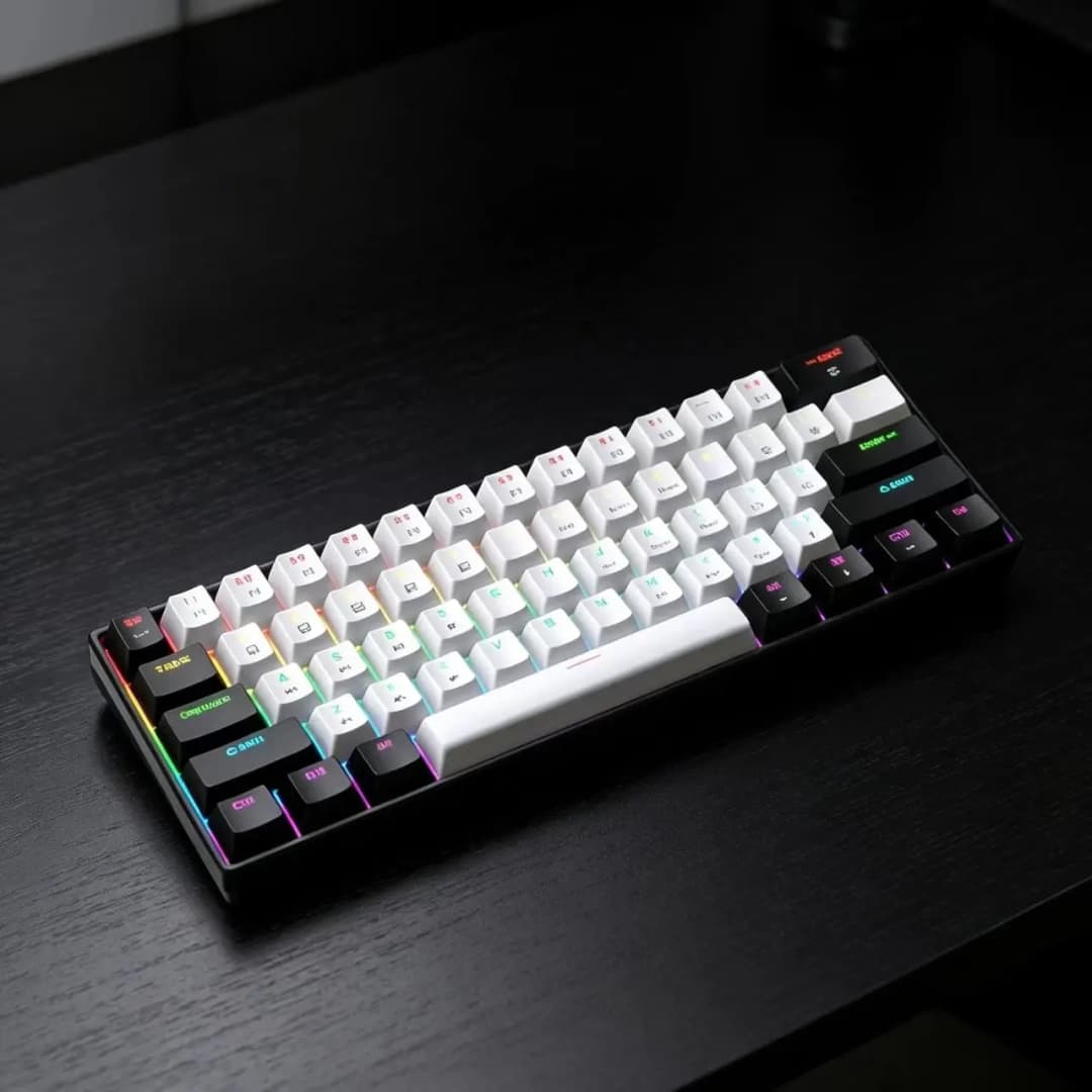 لوحة مفاتيح ميكانيكية سلكية للألعاب 60% مع إضاءة RGB خلفية، تصميم مدمج للكمبيوتر/Mac، سهلة الحمل للسفر - 6