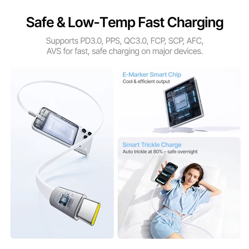 Baseus 240W Ulta-Slim USB C Cable for iPhone 17 16 15 Plus Pro Max 5A PD 3.0 Fast Charging Charger Cord for Samsung,Xiaomi Cable - 6