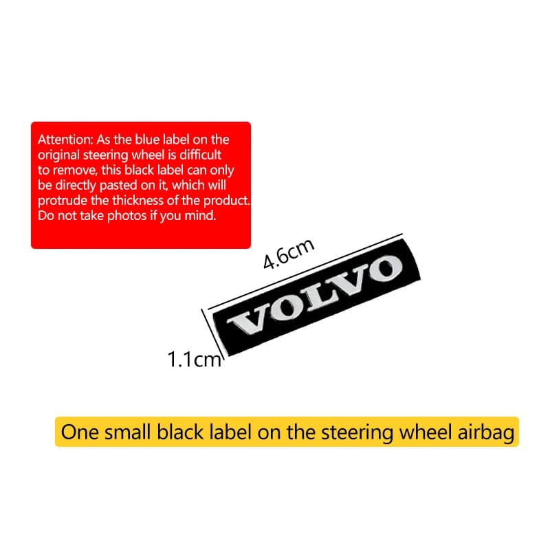 Metal Car Front Grille Emblem Logo/Steering Wheel Airbags Badge Stickers For Volvo XC60 XC90 S60L﻿ S80L S60 S80 V60 C70 S40 C30 - 6