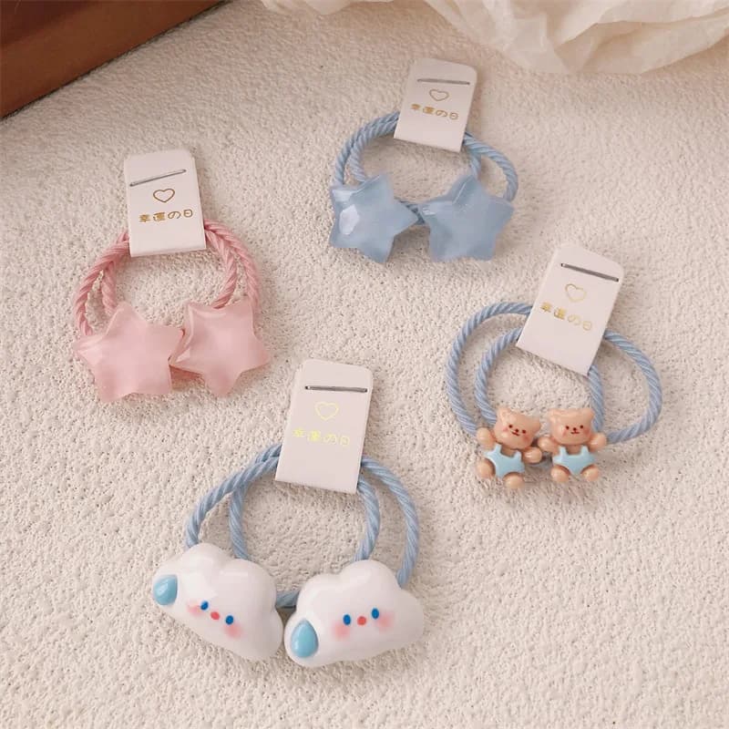 إكسسوارات شعر الأطفال 2 قطعة/المجموعة ربطات شعر على شكل نجمة متعددة الاستخدامات لحديثي الولادة ناعمة مرنة بدون سحب - 3